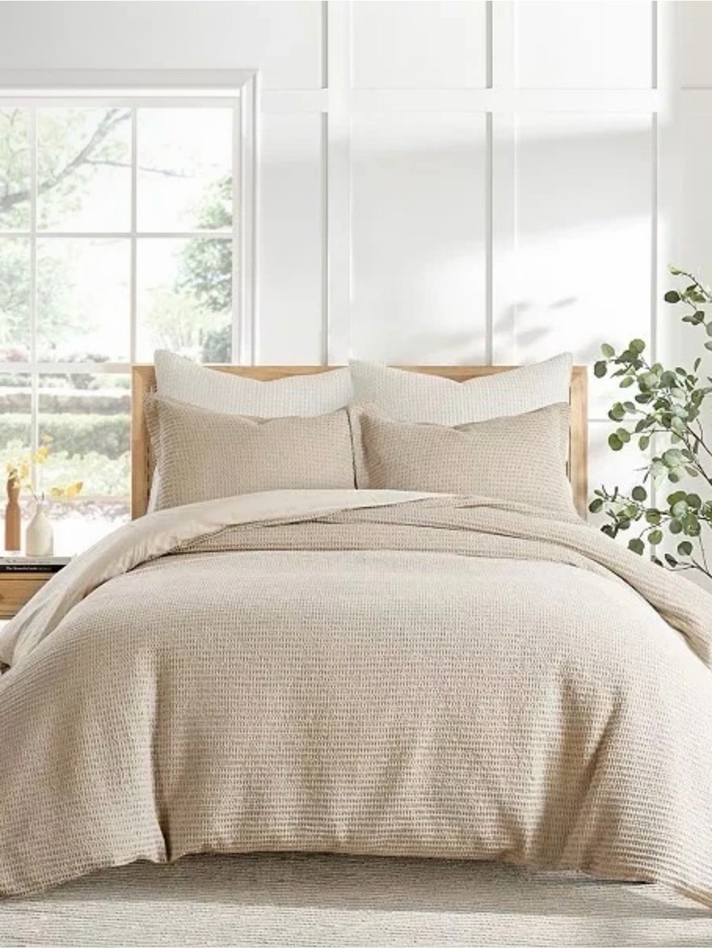 Levtex Home  Cloud Waffle Linen color Textured 3-Pc Duvet Cover Set, Full/Queen